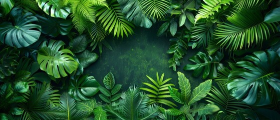 Background Tropical. Amidst the dense foliage, the rainforest forms a natural tapestry, where every leaf and branch adds to the intricate and beautiful pattern of the forest.