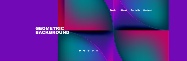 Round triangles and squares web site page template. Vector Illustration For Wallpaper, Banner, Background, Card, Book Illustration, landing page
