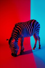 zebra with red background