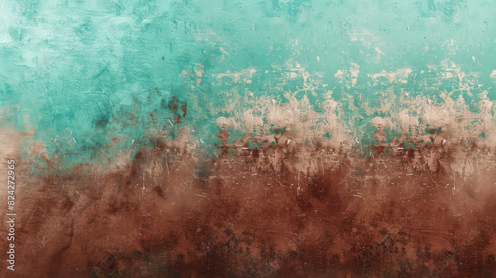 Wall mural a sophisticated gradient background blending chestnut brown to turquoise, with a grainy texture over