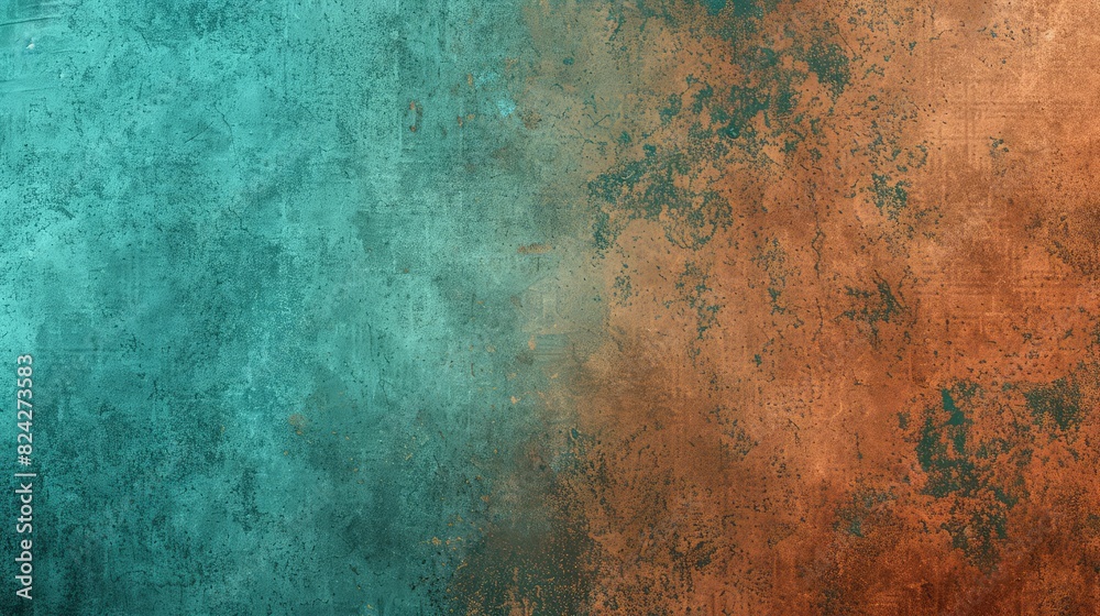 Wall mural a sophisticated gradient background blending chestnut brown to turquoise, with a grainy texture over