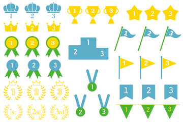 かわいいランキングのフラットアイコンセット　カラフル