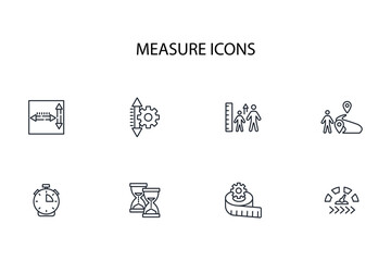 Measure icon set.vector.Editable stroke.linear style sign for use web design,logo.Symbol illustration.