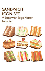 Sandwich logo vector icon set 