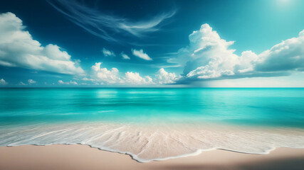 Tranquil Azure Shoreline: Peaceful Waves and Clear Skies