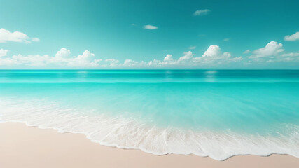 Serene Azure Beach: Calm Waves and Clear Blue Sky
