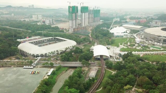 Bukit Jalil National Stadium (Kompleks Sukan Negara) aerial view, Malaysia