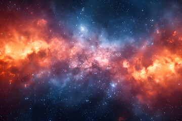 Fototapeta premium Big Bang colorful space galaxy fog cloud nebula. Universe science astronomy and stary night cosmos mockup background. Supernova concept wallpaper.