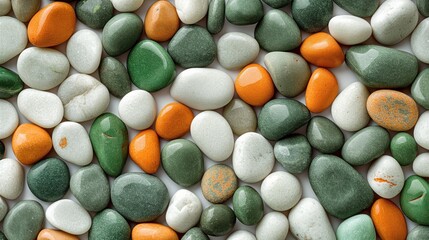 Colorful Smooth Stones on White Background