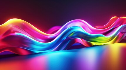 A vibrant 3D banner featuring a liquid gradient wave in a spectrum of neon colors, flowing across the canvas in a smooth, fluid motion.