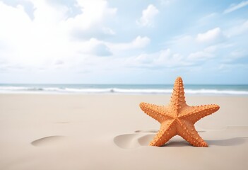 Starfish with a white sand on the beach