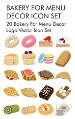 Bakery for menu decor logo vector icon set 