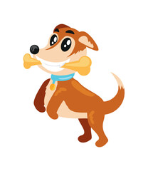 dog playing with bone cartoon