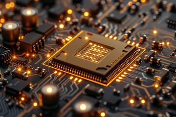 Obraz premium Close ups of chips with electricity