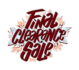 Final clearance sale web banner template with art hand drawn lettering