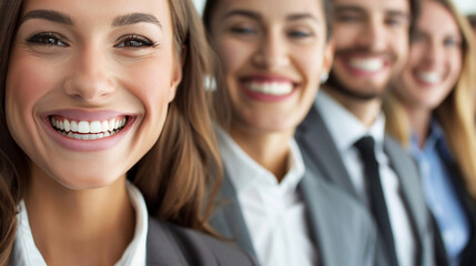 Fototapeta premium Business people close up smile posting confident.