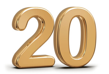 Golden 3d number 20