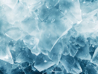 Abstract art of ice landscapes, featuring cool blues and whites with crystal-like geometric patterns