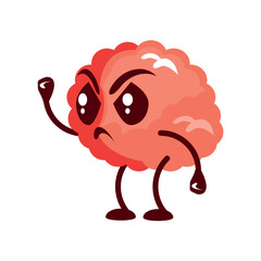 cute angry brain cartoon