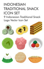 Traditional indonesian snack vector icon set 