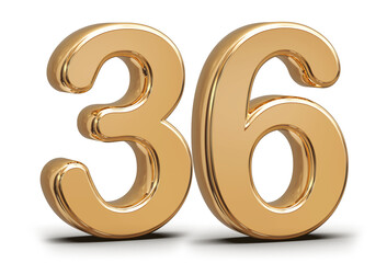Golden 3d number 36