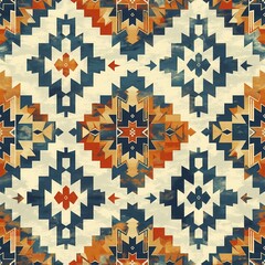rustic aztec pattern seamless texture, american indian motif. AI generated