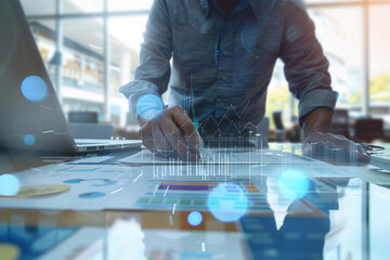businessman hand working with new modern computer and business strategy as concept.