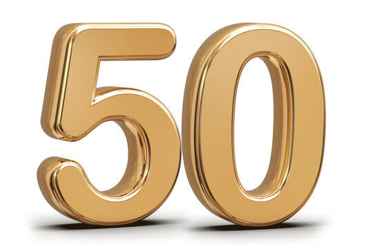 Golden 3d number 50