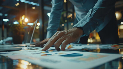 Obraz premium businessman hand working with new modern computer and business strategy as concept.