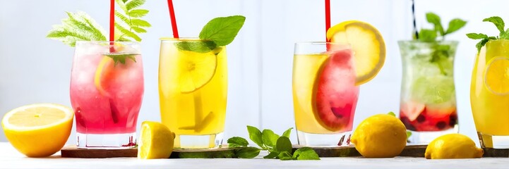 Group of fresh drinks