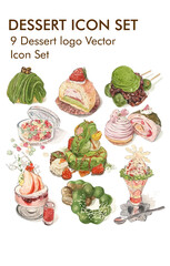 Dessert logo vector icon set 