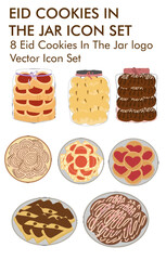 Eid cookies in the jar logo vector icon set 
