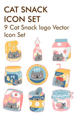 Cat snack logo vector icon set 
