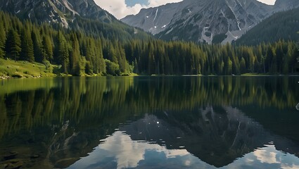  image shows a lake in a valley. The sky is blue