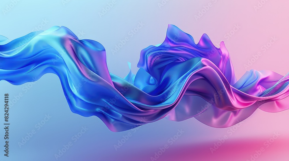 Canvas Prints an abstract 3d shape resembling a liquid wave, rendered in a gradient from electric blue to vivid ma