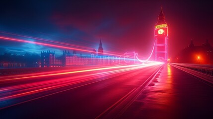 English street - British - bridge - motion blur - artistic stylish 