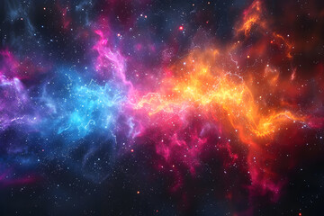 Fototapeta premium Big Bang colorful space galaxy fog cloud nebula. Universe science astronomy and stary night cosmos mockup background. Supernova concept wallpaper.