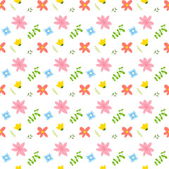 Flowers seamless pattern with clear background