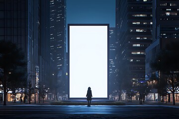 Obraz premium Urban Advertising Mockup: Blank White Billboard on City Street