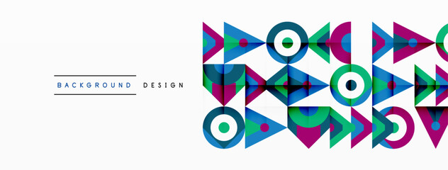 Colorful circle and triangle abstract background. Template for wallpaper, banner, presentation, background