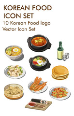 Korean food logo vector icon set