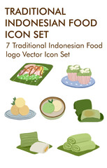 Traditional indonesian food icon set