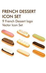 French dessert logo vector icon set 