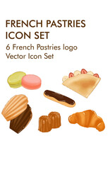 French pastries logo vector icon set 