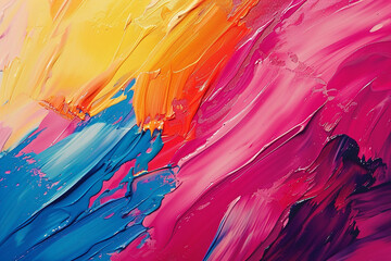 Acrylic brush painting multicolored modern bright colors