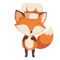 Obraz premium red fox wearing a white chef's hat tilted at a jaunty angle