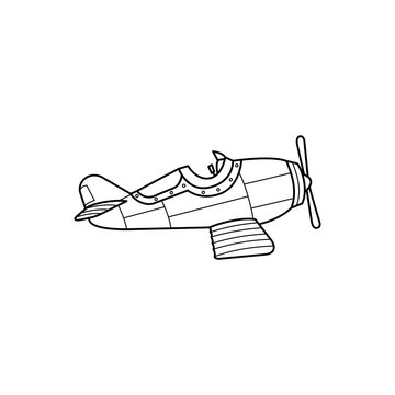 recommend clip art: retro biplane line art icon vector