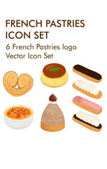 French pastries logo vector icon set 