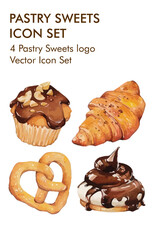 Pastry sweets logo vector icon set 