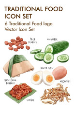 Traditional food logo vector icon set